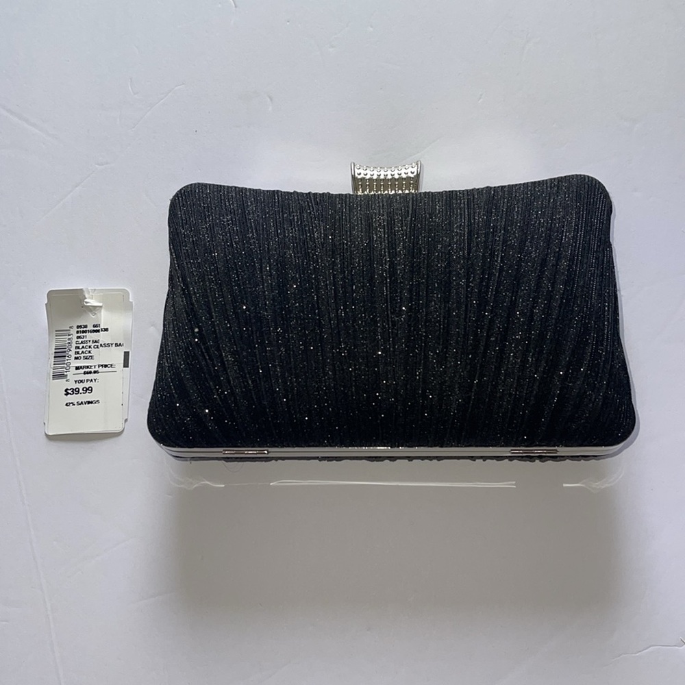 Brand new w tag black metallic ruched shoulder bag - Picture 2 of 5
